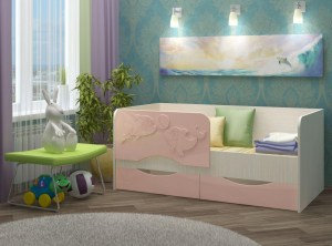 Детская кровать Дельфин-2 МДФ розовый (80х160)